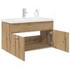 vidaXL Meuble lavabo avec bassin et robinet int&eacute;gr&eacute;s ch&ecirc;ne artisanal