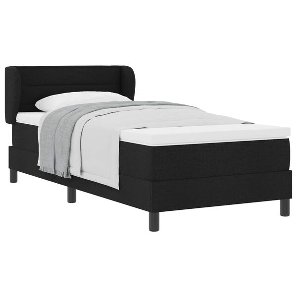 vidaXL Lit &agrave; ressorts avec matelas Noir 80 x 200 cm tissu