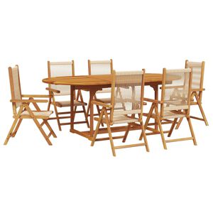 vidaXL Ensemble &agrave; Manger de jardin 7pcs beige polypropyl&egrave;ne et bois