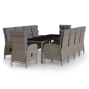 vidaXL Ensemble &agrave; manger de jardin 11 pcs r&eacute;sine tress&eacute;e gris