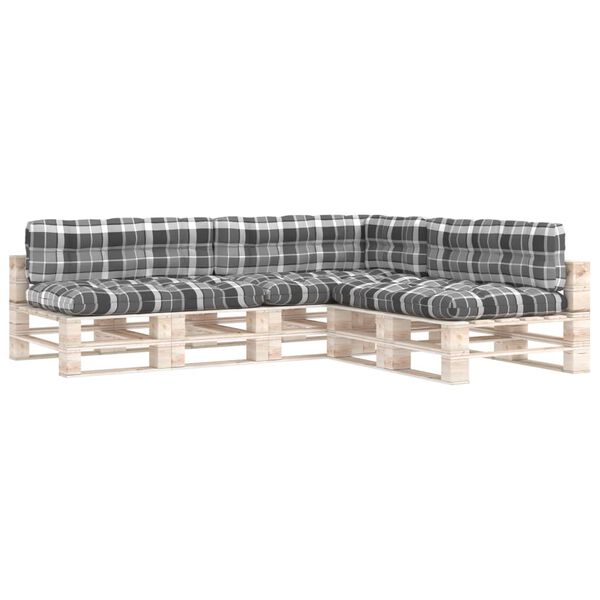 vidaXL Coussins de canap&eacute; palette lot de 7 Motif &agrave; carreaux gris