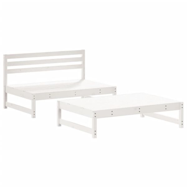 vidaXL Salon de jardin 2 pcs avec coussins blanc bois massif