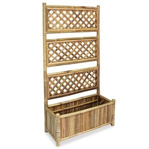 vidaXL Lit sur&eacute;lev&eacute; de jardin avec treillis Bambou 70 cm