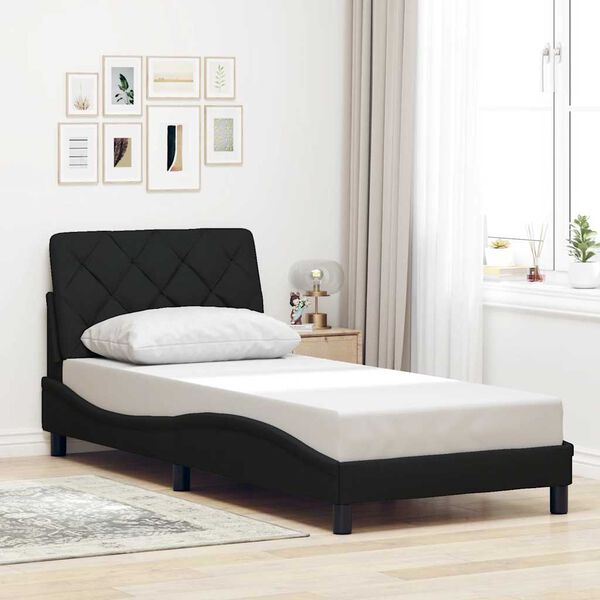 vidaXL Cadre de lit avec LED sans matelas noir 90x190 cm tissu