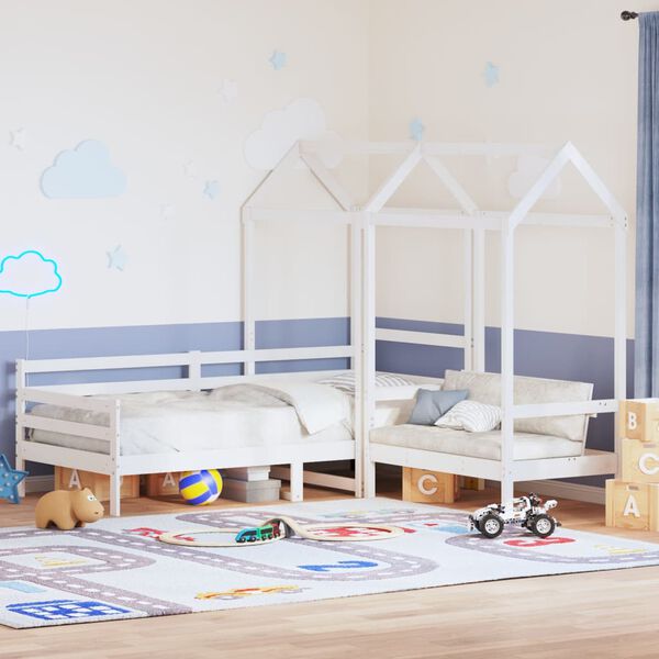 vidaXL Ensemble de lit de jour et de banc et toit sans matelas blanc