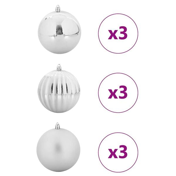 vidaXL Ensemble de Boules de No&euml;l XL 9 pcs Argent Plastique
