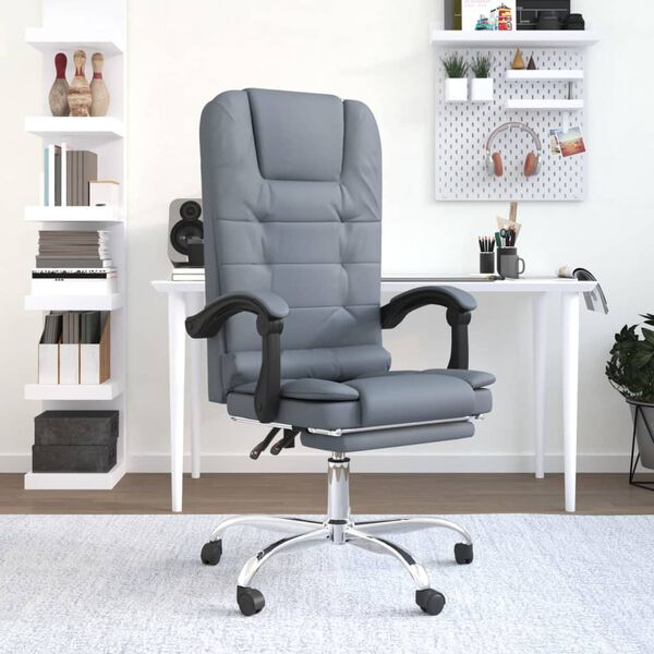vidaXL Fauteuil de massage inclinable de bureau Gris fonc&eacute; Velours