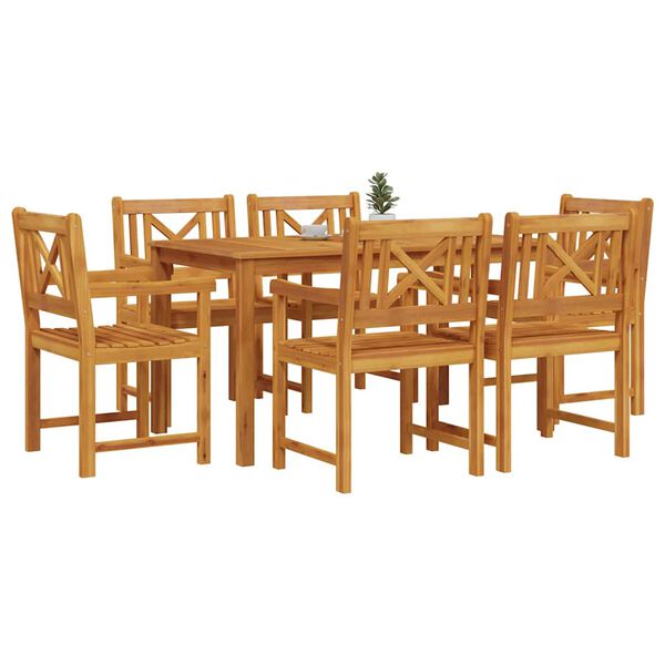 vidaXL Ensemble de salle &agrave; manger pour jardin 7 pcs Marron