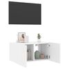 vidaXL Meuble TV mural avec lumi&egrave;res LED blanc 60x35x31 cm