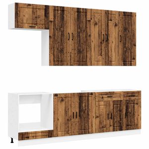 vidaXL Unit&eacute; de cuisine PORTO 8 pc Bois ancien Bois d'ing&eacute;nierie