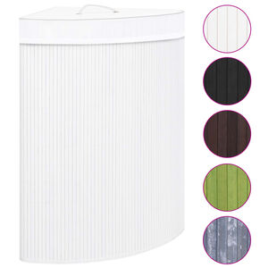 vidaXL Panier &agrave; linge d'angle Bambou Blanc 60 L