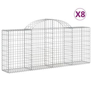 vidaXL Paniers &agrave; gabions arqu&eacute;s 8 pcs 200x30x80/100 cm Fer galvanis&eacute;