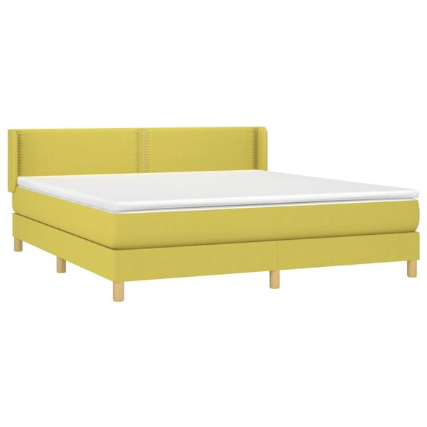 vidaXL Sommier &agrave; lattes de lit avec matelas Vert 160x200 cm Tissu
