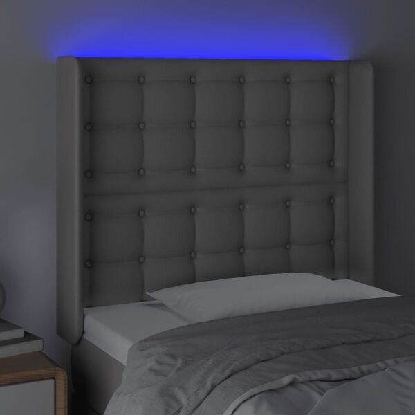 vidaXL T&ecirc;te de lit &agrave; LED Gris 103x16x118/128 cm Similicuir