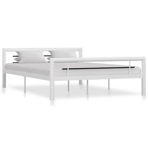 vidaXL Cadre de lit sans matelas blanc et noir m&eacute;tal 160x200 cm