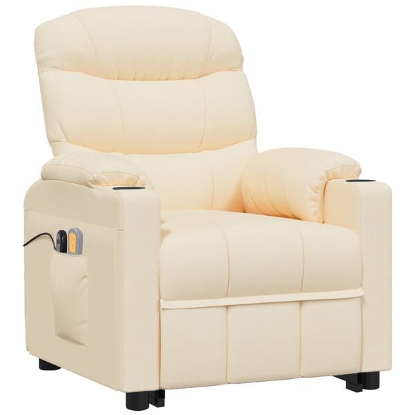 vidaXL Fauteuil de massage Cr&egrave;me Tissu