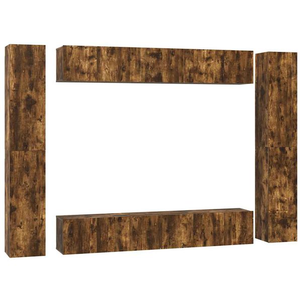 vidaXL Ensemble de meubles TV 10 pcs Ch&ecirc;ne fum&eacute; Bois d'ing&eacute;nierie