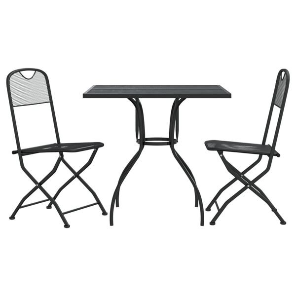vidaXL Ensemble &agrave; manger de jardin 3 pcs anthracite m&eacute;tal maille