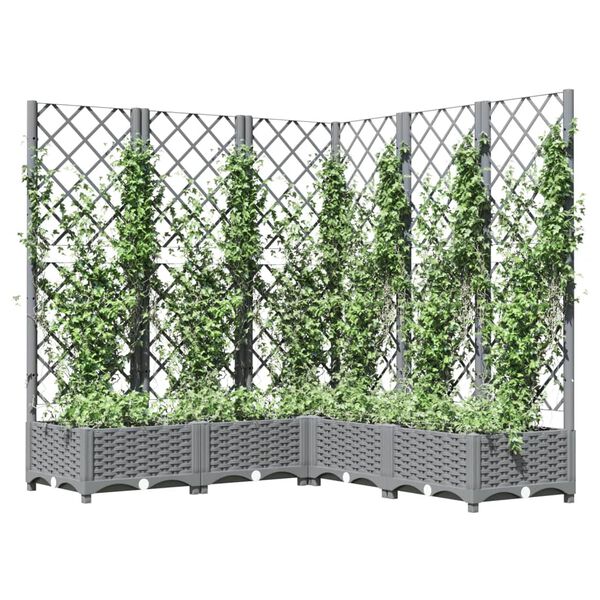 vidaXL Jardini&egrave;re avec treillis Gris clair 120x120x121,5 cm PP