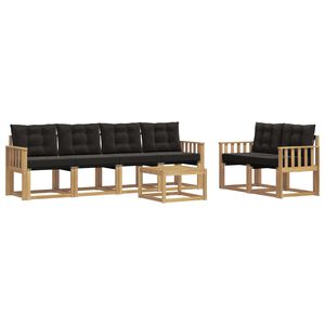 vidaXL Ensemble de canap&eacute;s d'ext&eacute;rieur 7 pc Blanc et noir