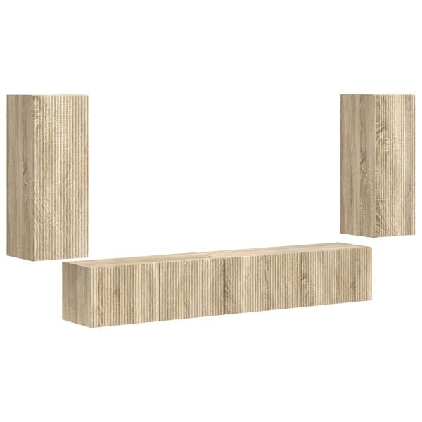 vidaXL Ensemble meuble TV 4 pcs Ch&ecirc;ne Sonoma Bois d'ing&eacute;nierie