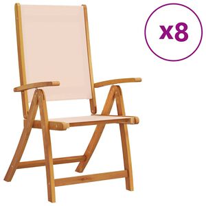 vidaXL Chaises pliables de jardin lot de 8 bois d'acacia et textil&egrave;ne