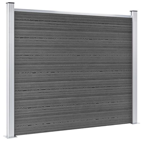 vidaXL Ensemble de panneau de cl&ocirc;ture WPC 699x146 cm Noir