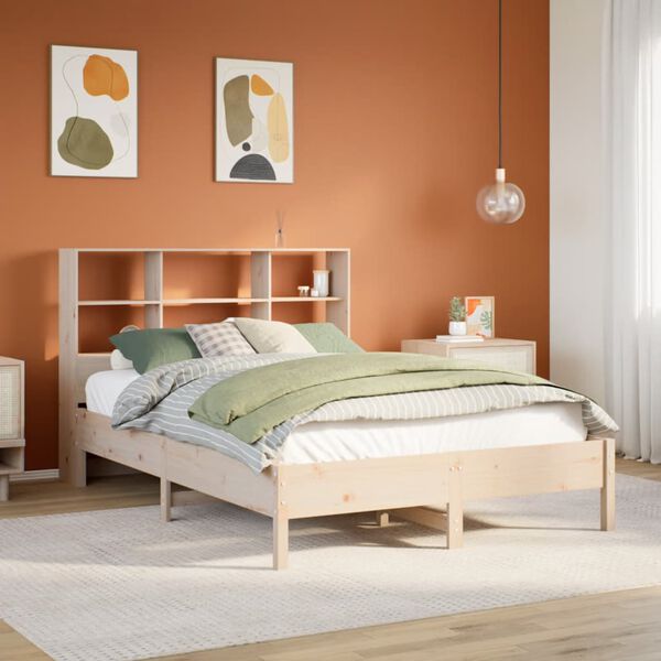 vidaXL Lit biblioth&egrave;que sans matelas 140x190 cm bois de pin massif