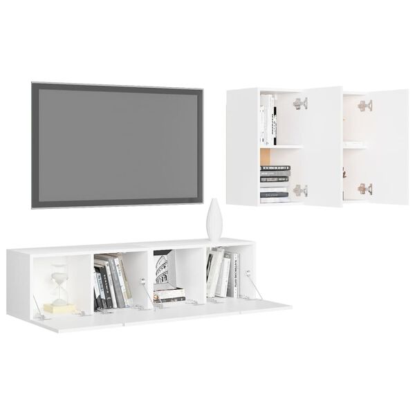 vidaXL Ensemble de meubles TV 4 pcs Blanc Bois d'ing&eacute;nierie