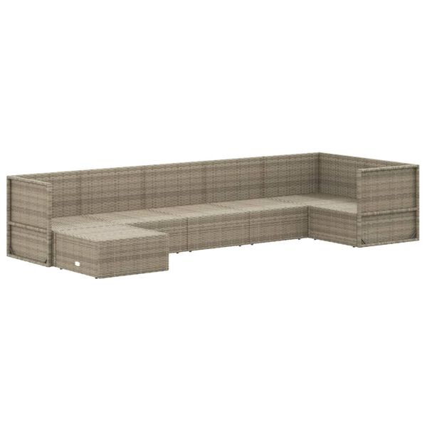vidaXL Salon de jardin 7 pcs avec coussins Gris R&eacute;sine tress&eacute;e