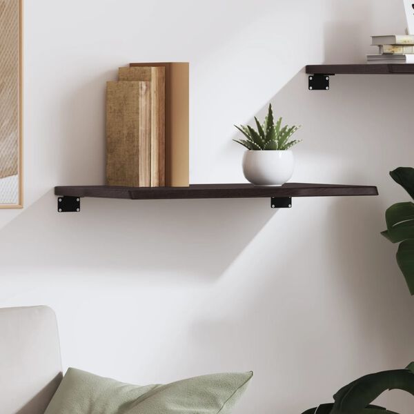 vidaXL &Eacute;tag&egrave;re murale marron fonc&eacute; 60x30x2 cm bois ch&ecirc;ne massif trait&eacute;