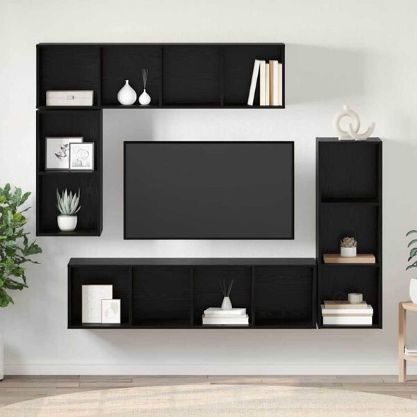 vidaXL Ensemble meuble TV 4 pcs Ch&ecirc;ne noir Bois d'ing&eacute;nierie