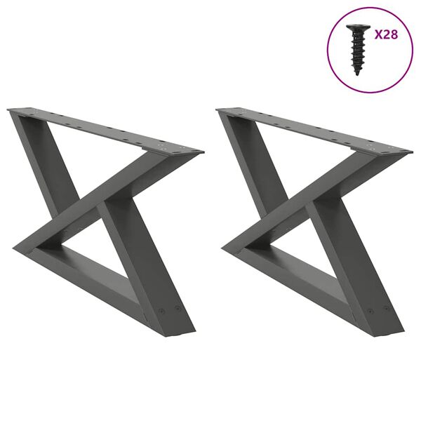 vidaXL Pieds de table basse 2 pi&egrave;ces Anthracite 70 x (30-31,3) cm Acier