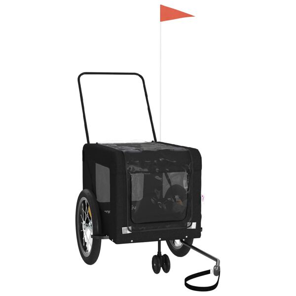 vidaXL Remorque de v&eacute;lo pour animaux de compagnie noir