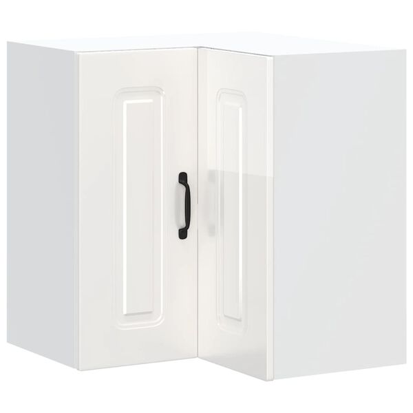 vidaXL Armoire murale d'angle de cuisine Kalmar blanc brillant