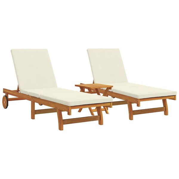 vidaXL Transat 2-personne 3 pcs Marron Bois d'Acacia Massif