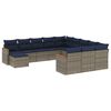 vidaXL Ensemble de canap&eacute; de jardin 12 pcs avec coussins gris r&eacute;sine tress&eacute;e