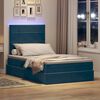 vidaXL Lit avec rangement et LED Bleu fonc&eacute; 120 x 200 cm Velours