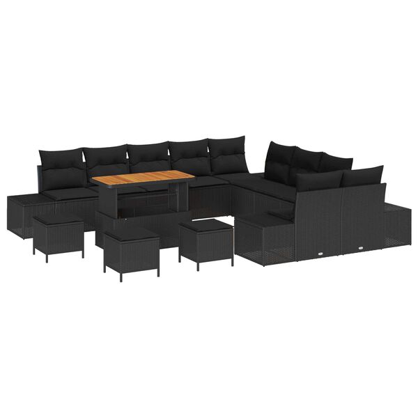 vidaXL Ensemble de canap&eacute; de jardin 14 pcs Noir Poly rotin