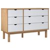 vidaXL Commode OTTA marron et blanc 111x43x73,5 cm bois de pin massif