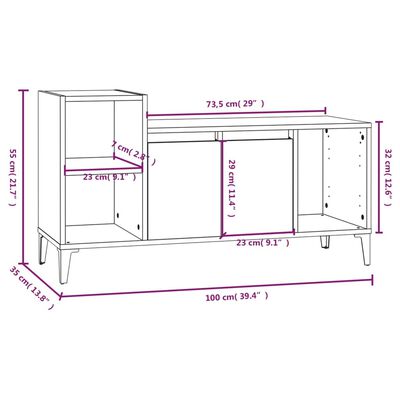 vidaXL Meuble TV Sonoma gris 100x35x55 cm Bois d'ingénierie