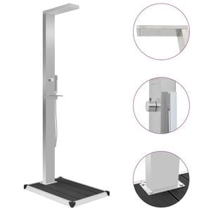 vidaXL Douche d'ext&eacute;rieur avec receveur de douche WPC Acier inoxydable