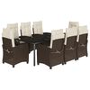 vidaXL Ensemble &agrave; manger de jardin et coussins 9 pcs marron poly rotin
