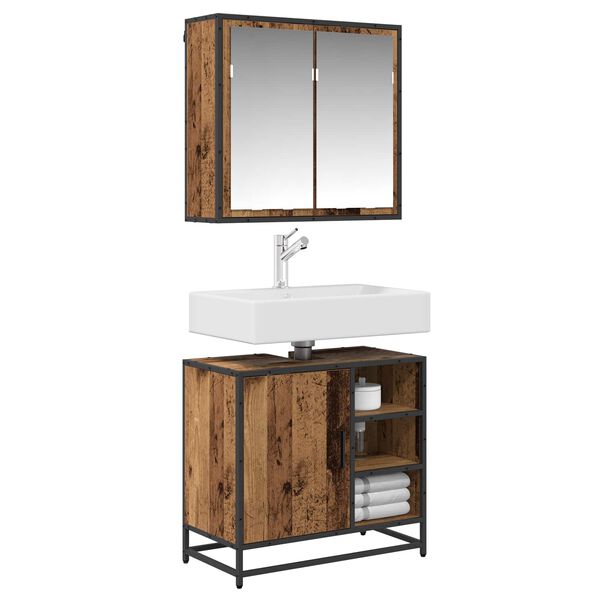 vidaXL Ensemble de mobilier de salle de bain 2 pcs Bois Ancien