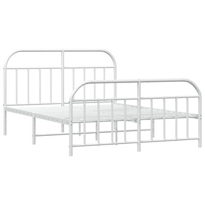 vidaXL Cadre de lit métal sans matelas et pied de lit blanc 140x200 cm