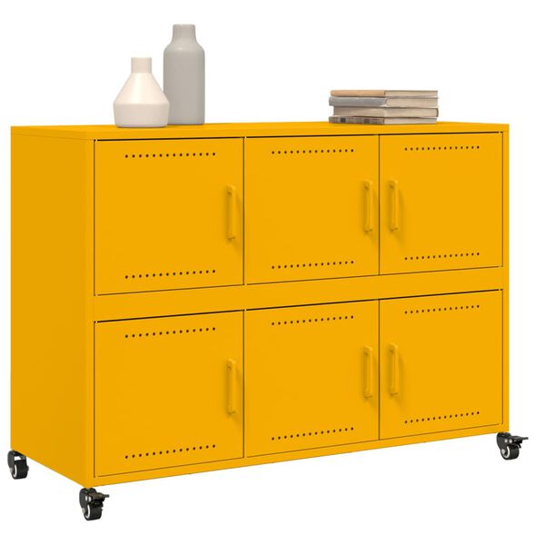 vidaXL Buffet jaune moutarde 100,5x39x72 cm acier