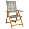 vidaXL Chaises inclinables de jardin lot de 6 gris rotin bois massif