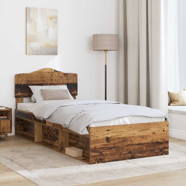 vidaXL Cadre de lit Bois ancien 90 x 200 cm Bois de pin massif