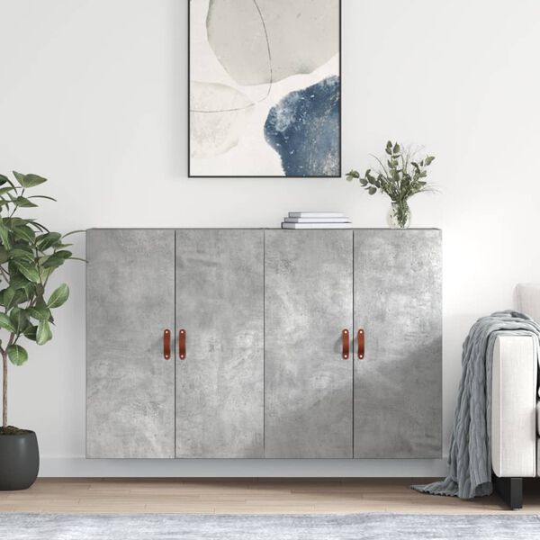 vidaXL Armoires murales 2 pcs gris b&eacute;ton 69,5x34x90 cm
