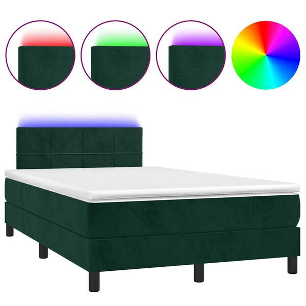vidaXL Sommier &agrave; lattes de lit avec matelas LED Vert fonc&eacute; 120x200 cm